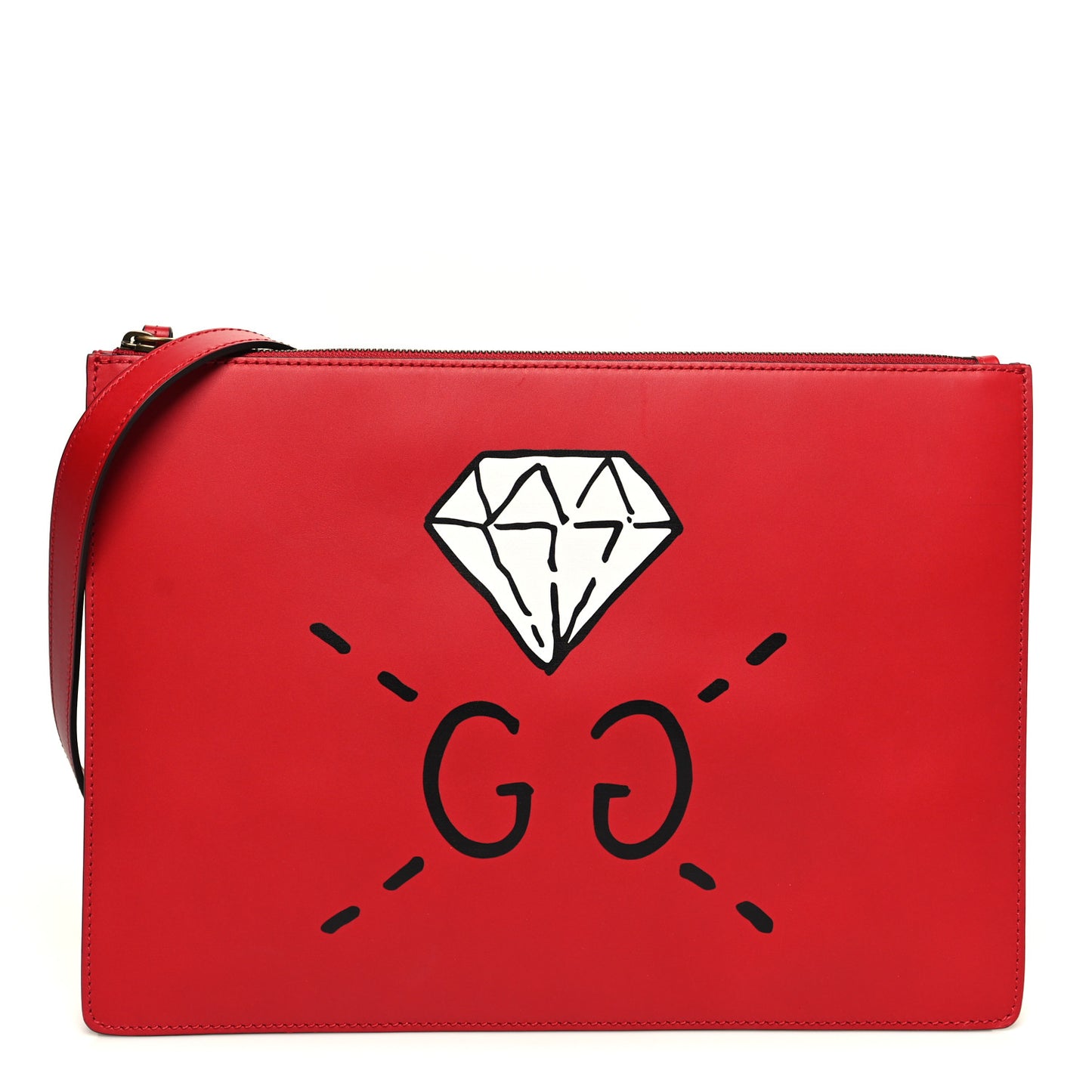 Calfskin Diamond GG Messenger Bag Red
