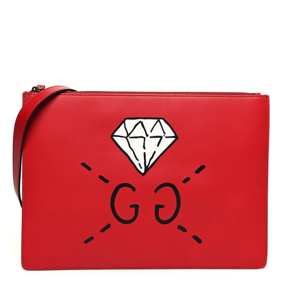 Gucci Calfskin Diamond GG Messenger Bag Red 1 of 10