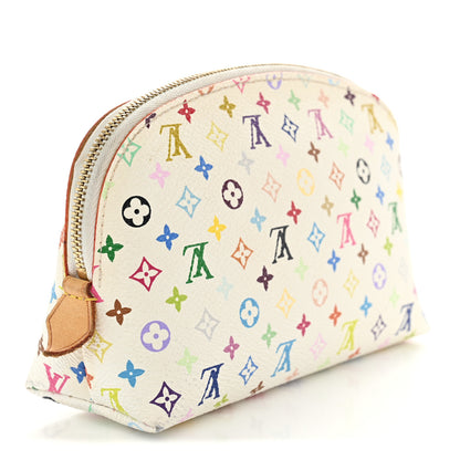 Louis Vuitton Monogram Multicolor Cosmetic Pouch White Litchi 3 of 7