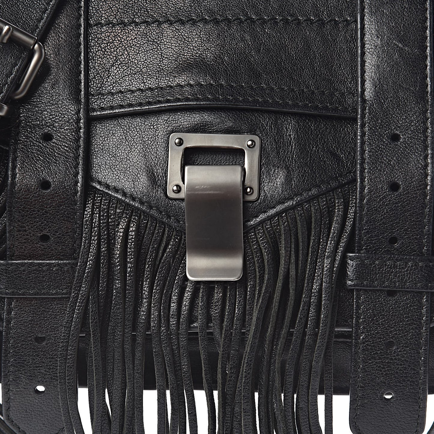 Lambskin Fringe PS1 Crossbody Pouch Black