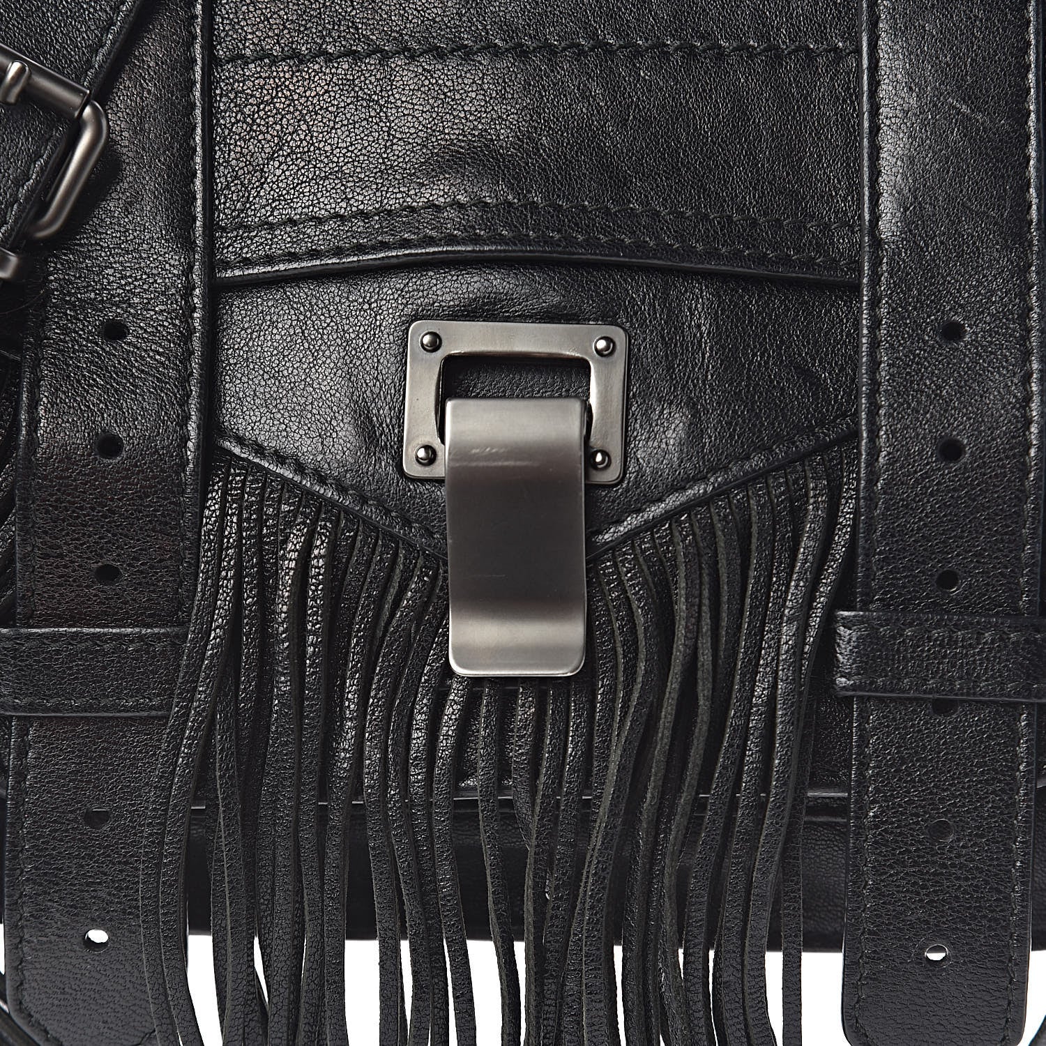 Proenza Schouler Lambskin Fringe PS1 Crossbody Pouch Black 4 of 11