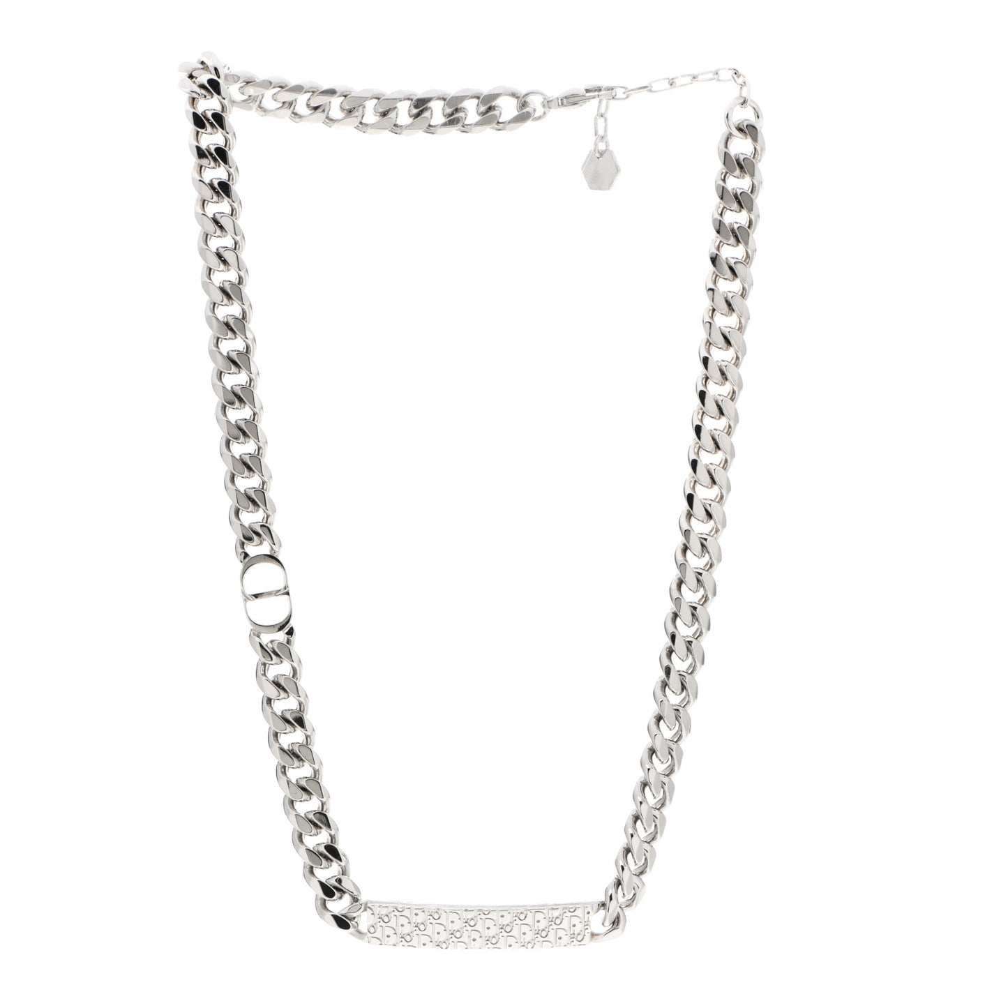 Sterling Silver Oblique Plate Chain Link Necklace
