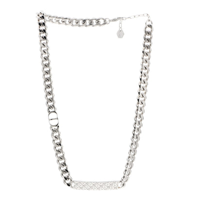Christian Dior Sterling Silver Oblique Plate Chain Link Necklace 3 of 5