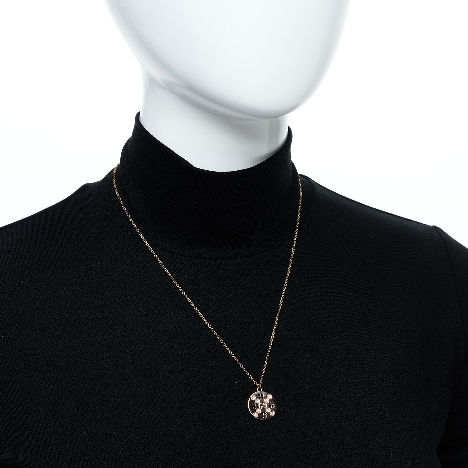 Gucci 18K Rose Gold Diamond Clover Pendant Necklace 2 of 5