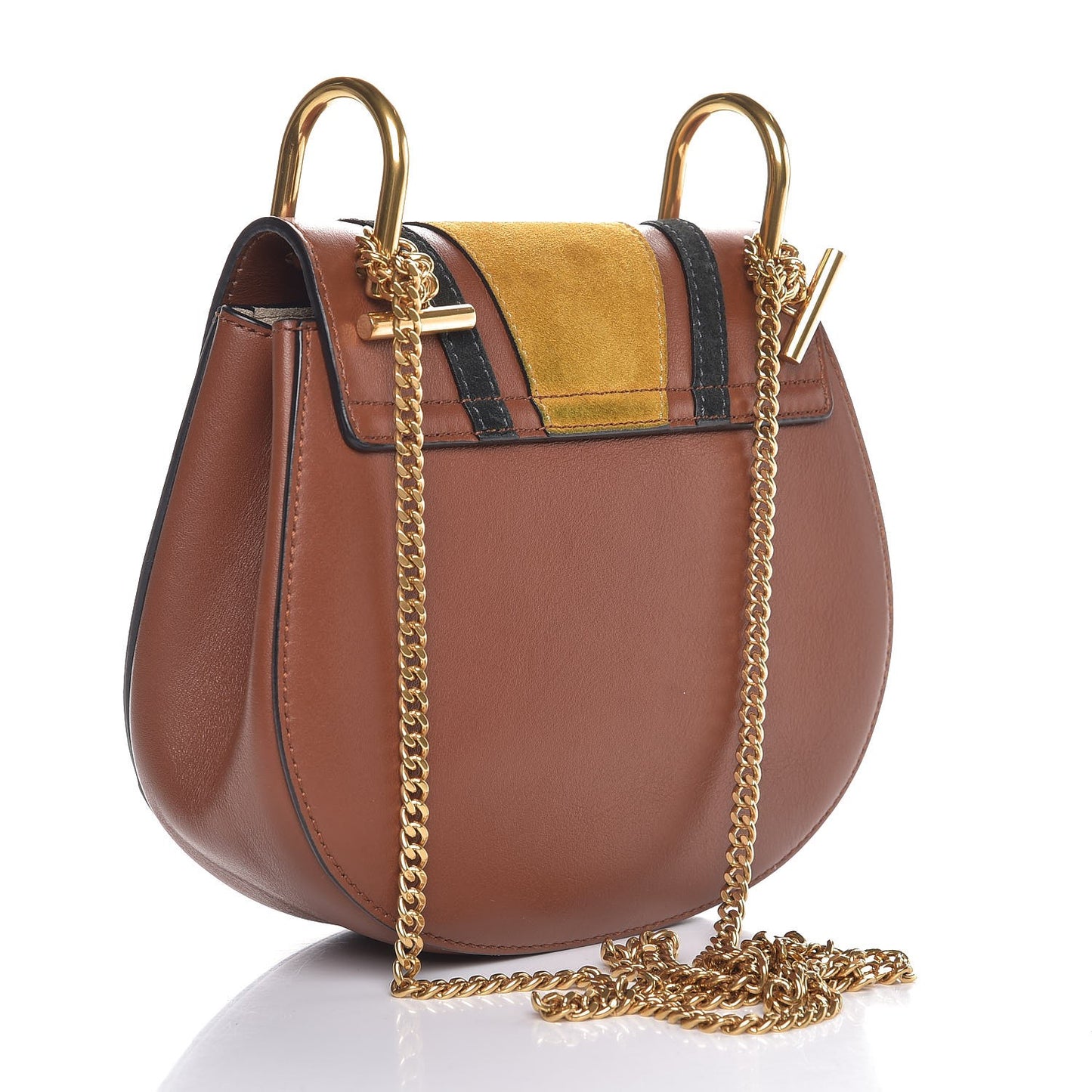 Suede Calfskin Patchwork Mini Drew Shoulder Bag Tobacco