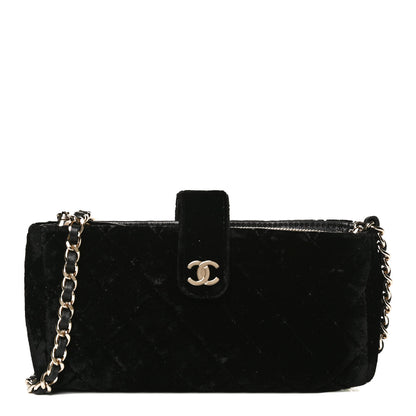 Chanel Velvet Quilted Small Clutch With Chain Black 1 of 13