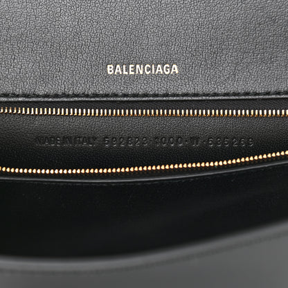Balenciaga Shiny Box Calfskin Medium Hourglass Top Handle Bag Black 7 of 13