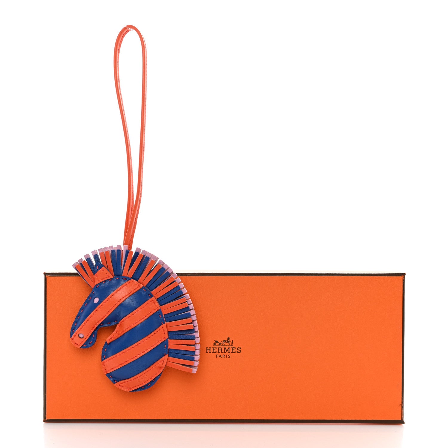 Hermes Milo Lambskin Geegee Savannah Bag Charm Bleu De France Orange Poppy Mauve Sylvestre 4 of 4