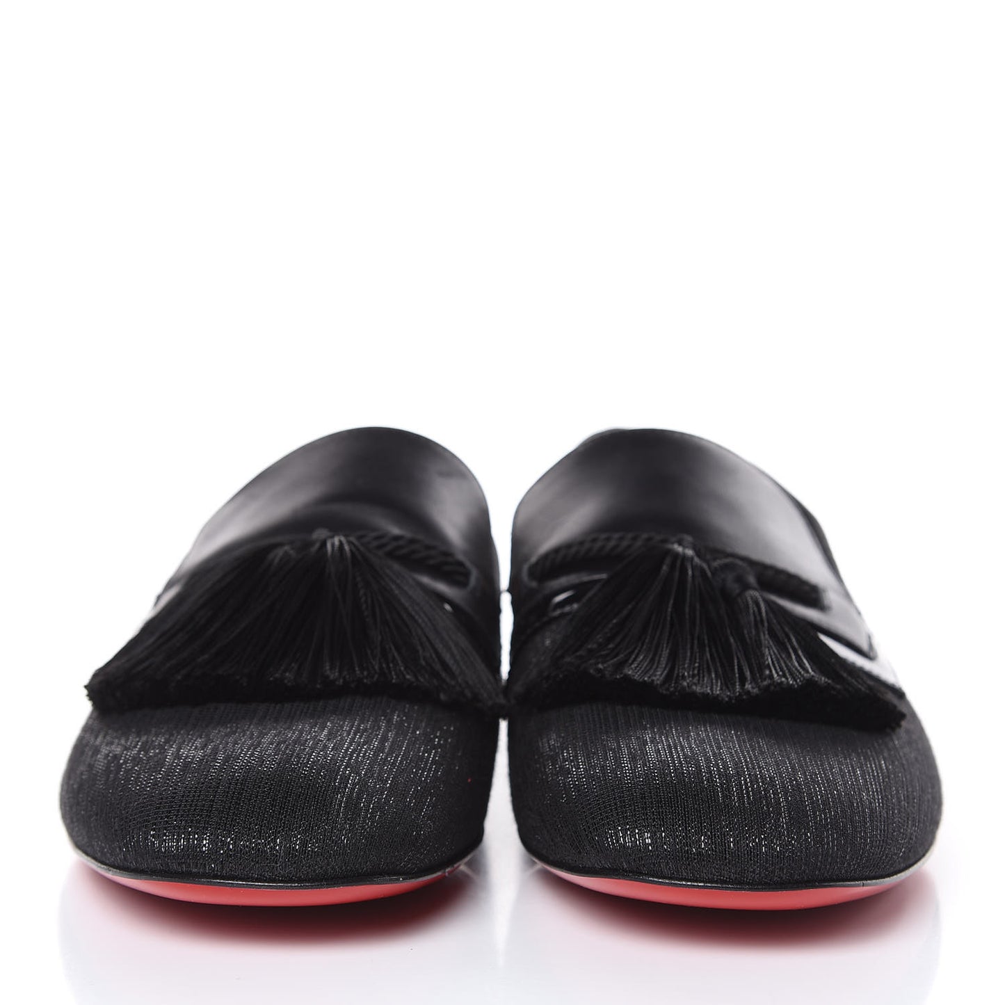 Lurex Jacquard Mens Tassel Flat Loafers 40 Black