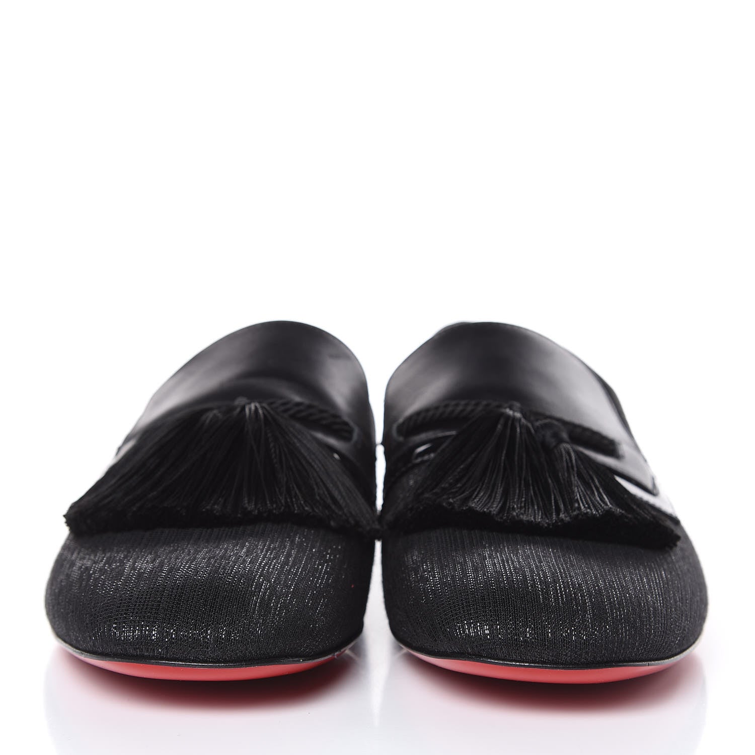 Christian Louboutin Lurex Jacquard Mens Tassel Flat Loafers 40 Black 2 of 10