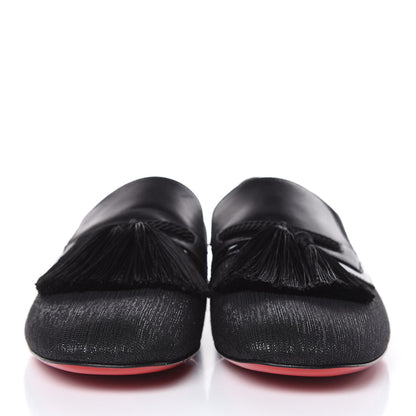 Christian Louboutin Lurex Jacquard Mens Tassel Flat Loafers 40 Black 2 of 10