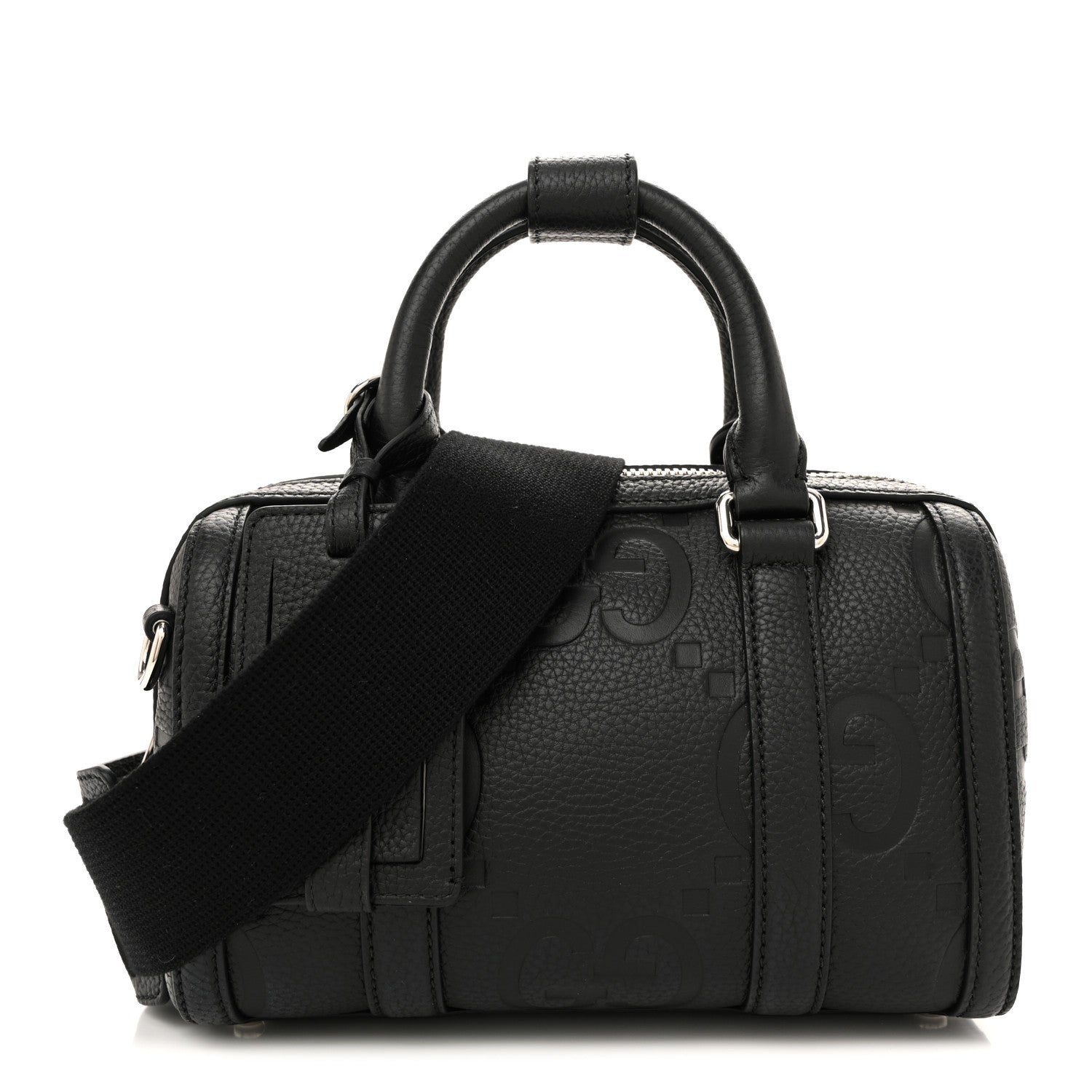 Gucci Piuma Calfskin Jumbo GG Embossed Mini Duffle Bag Black 1 of 10