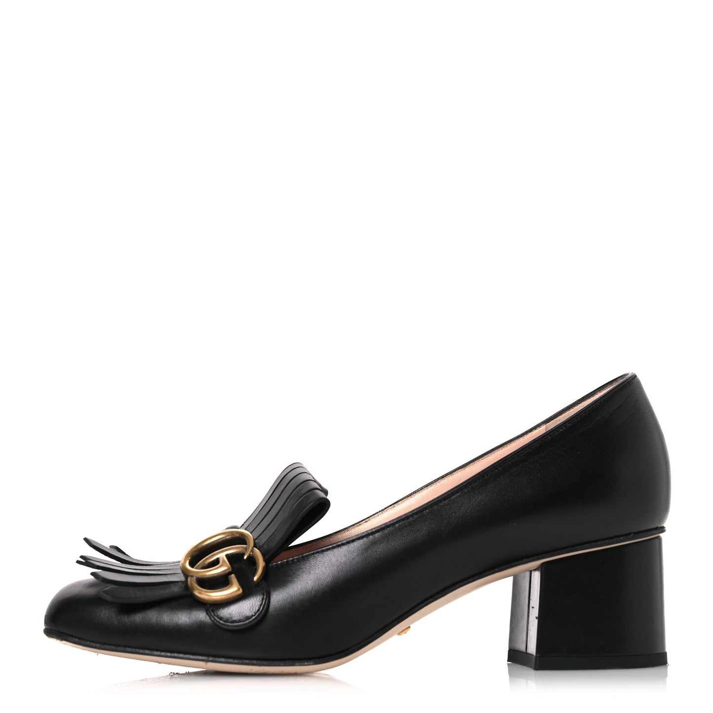 Malaga Kid GG Marmont Fringe 50mm Loafer Pumps 39.5 Black