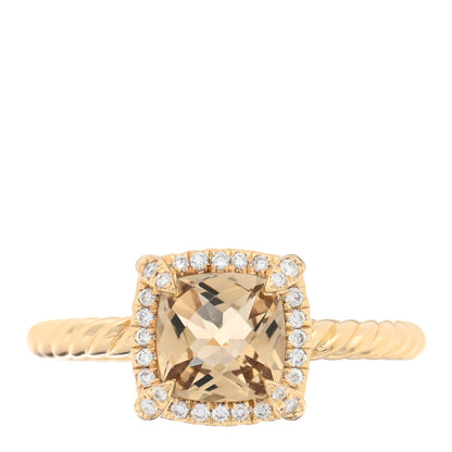 David Yurman 18K Yellow Gold Diamond Citrine 7mm Petite Chatelaine Pave Bezel Ring 56 7.5 1 of 5