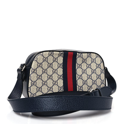 Gucci GG Supreme Monogram Textured Dollar Calfskin Web Small Ophidia Camera Bag Beige Blue 3 of 8