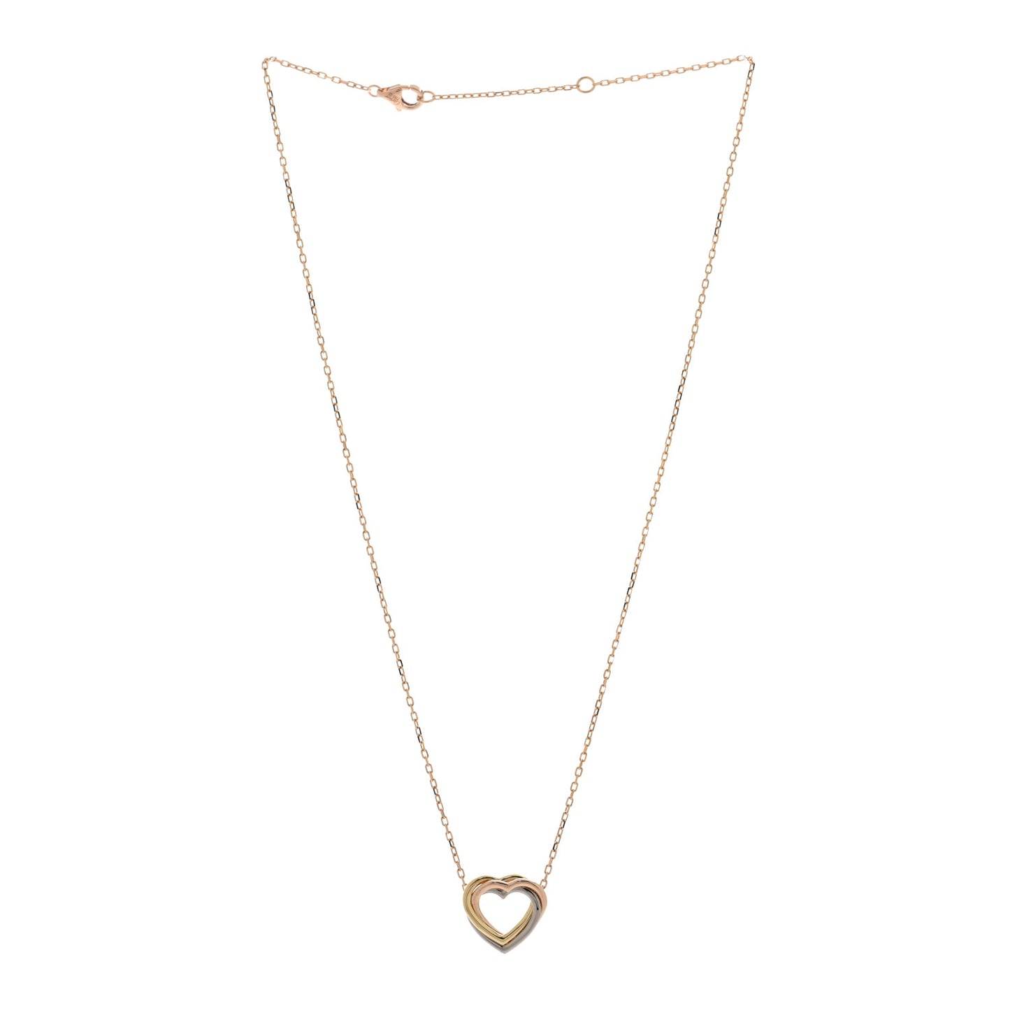 18K Pink Yellow White Gold Trinity Heart Necklace