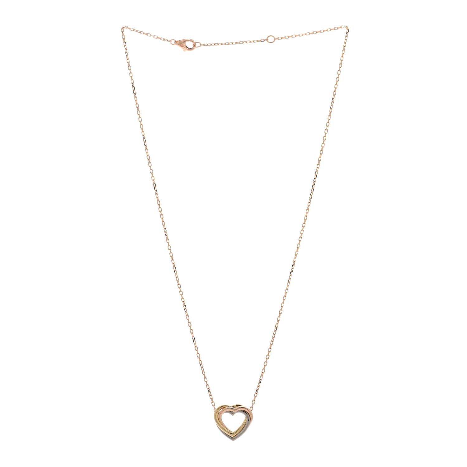 Cartier 18K Pink Yellow White Gold Trinity Heart Necklace 3 of 5
