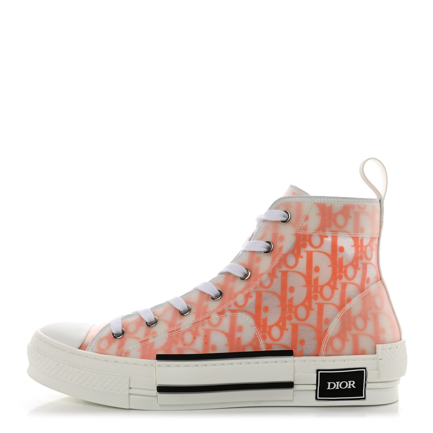 Christian Dior Technical Canvas Oblique Mens B23 High Top Sneakers 41 Orange White 1 of 8