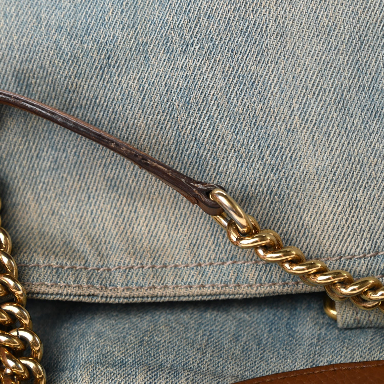 Gucci Denim Medium Soho Chain Shoulder Bag Blue 16 of 17