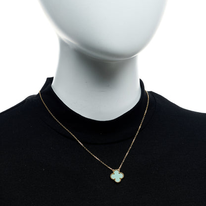 Van Cleef & Arpels 18K Yellow Gold Malachite Vintage Alhambra Pendant Necklace 2 of 5