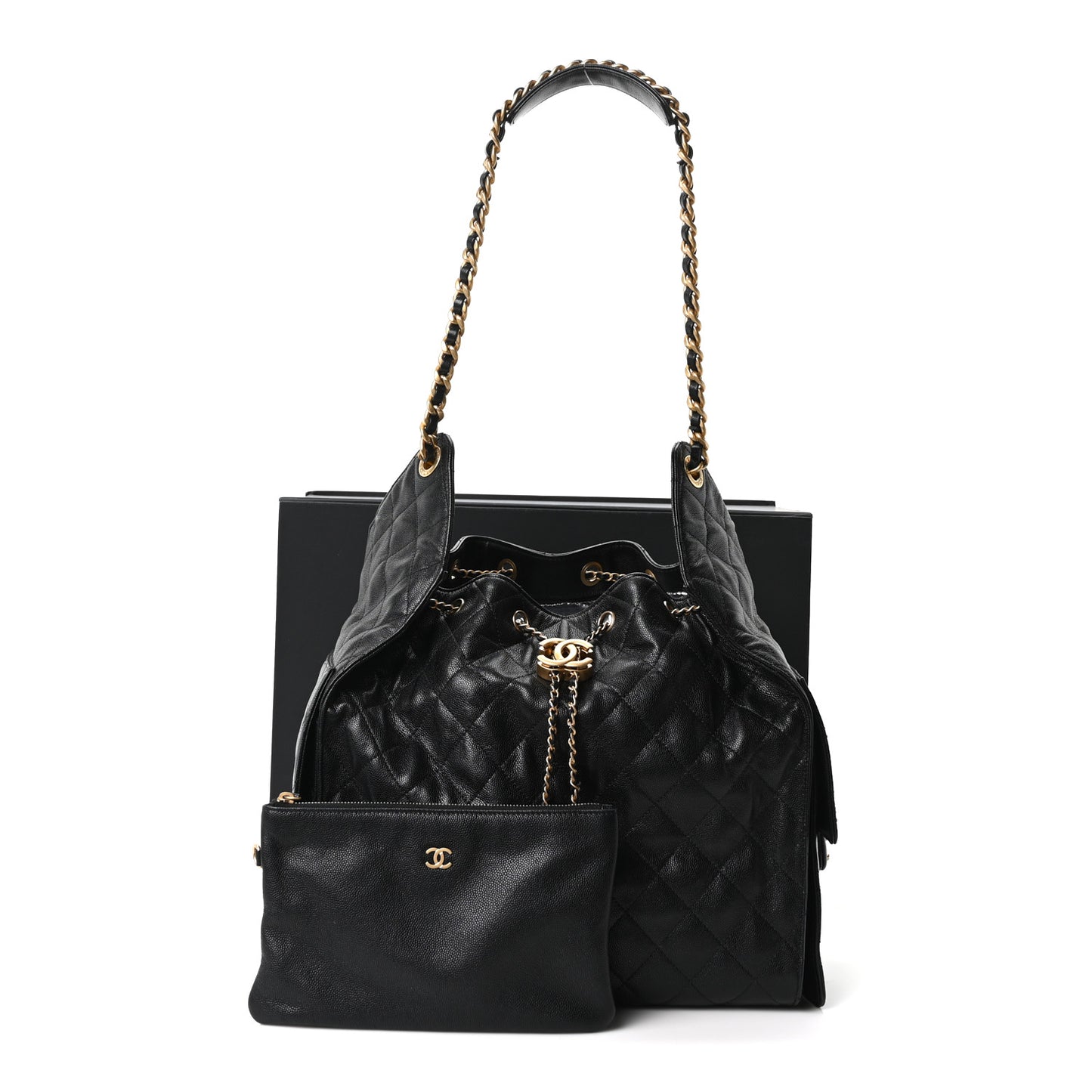Caviar Quilted Medium Chanel 25 Handbag Black