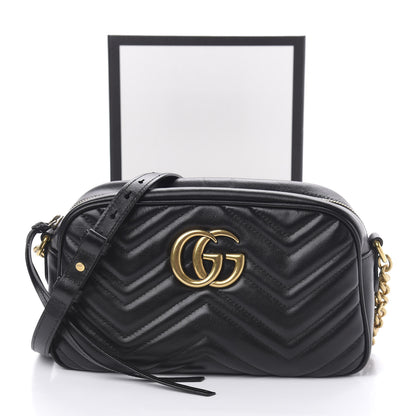 Gucci Calfskin Matelasse Small GG Marmont Chain Shoulder Bag Black 12 of 12