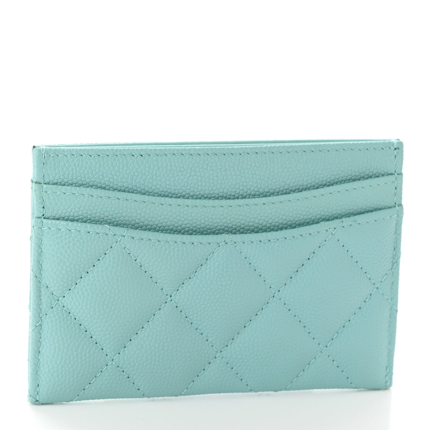 Caviar Quilted Card Holder Light Blue