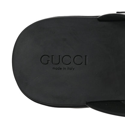 Gucci Rubber Chevron Logo Embossed Womens Thong Platform Sandals 38 Black 7 of 7