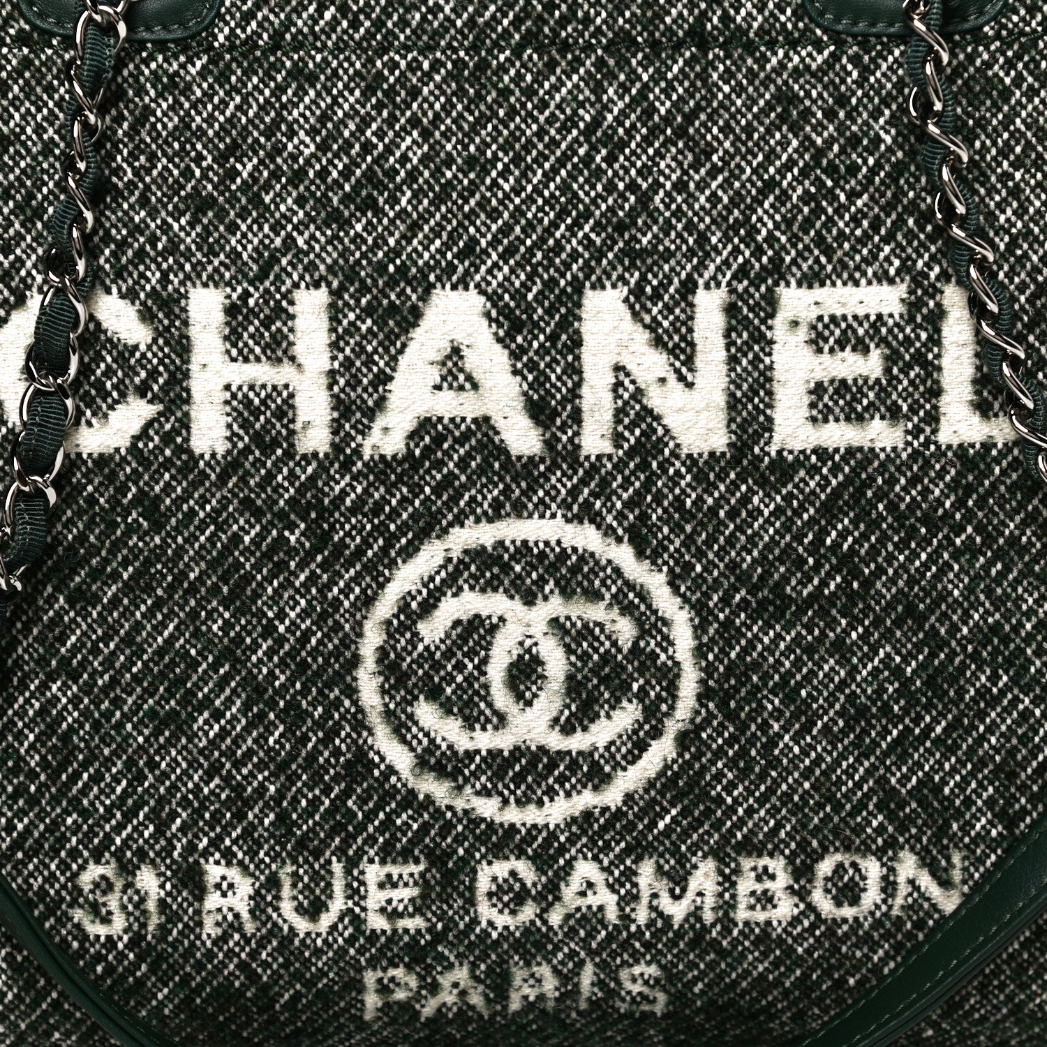 Chanel Mixed Fibers Calfskin Small Deauville Tote Green 8 of 10