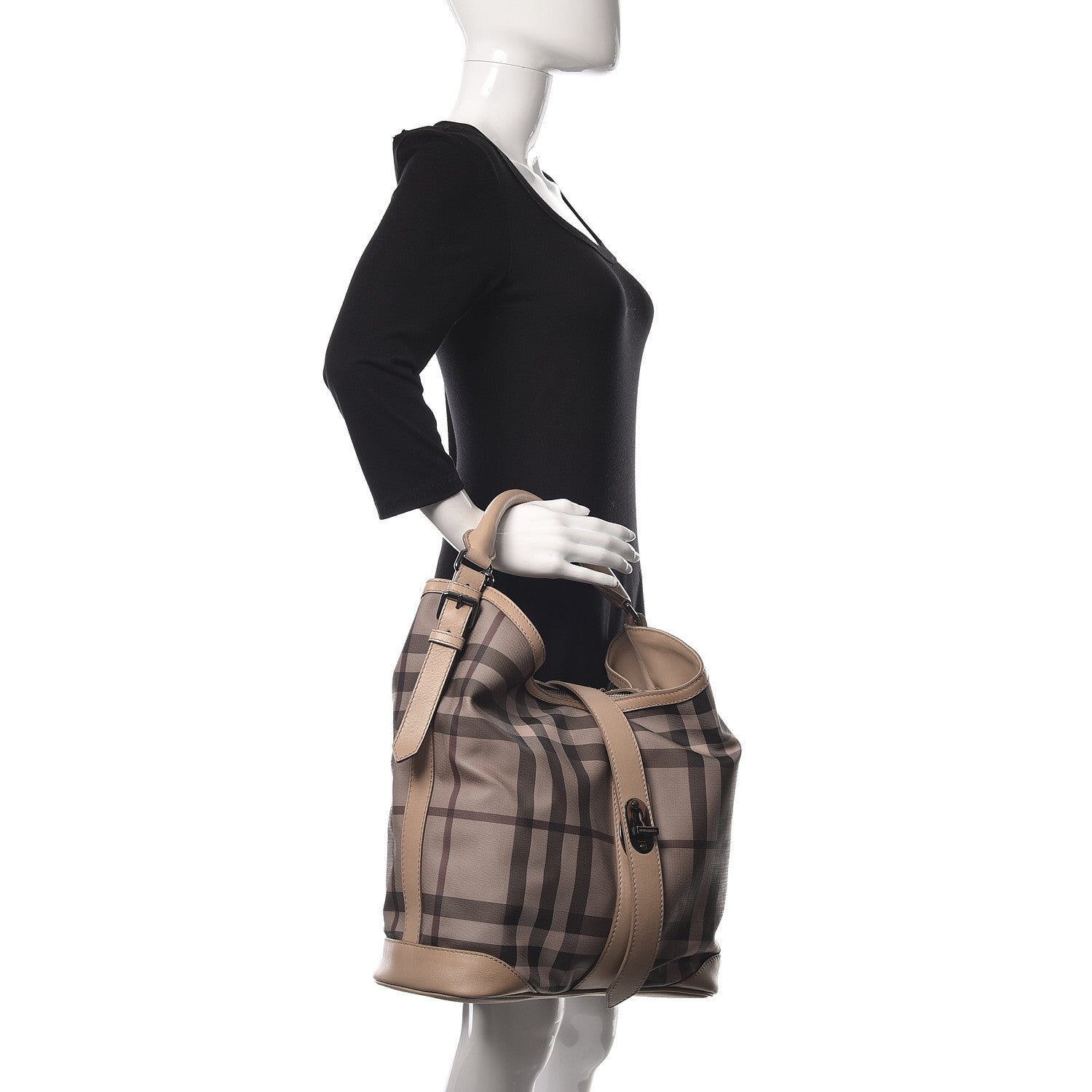 Burberry Smoked Check Medium Weatherby Hobo Trench 2 of 16