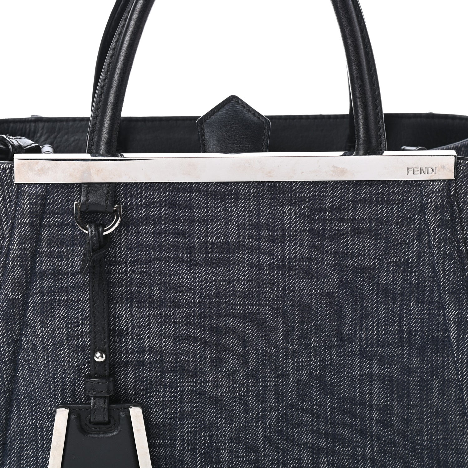 Fendi Denim Petite 2Jours Tote Blue Black 7 of 10