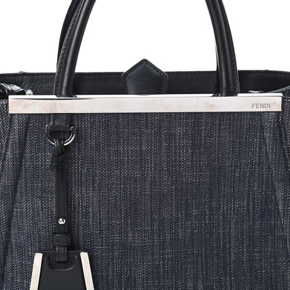 Fendi Denim Petite 2Jours Tote Blue Black 7 of 10