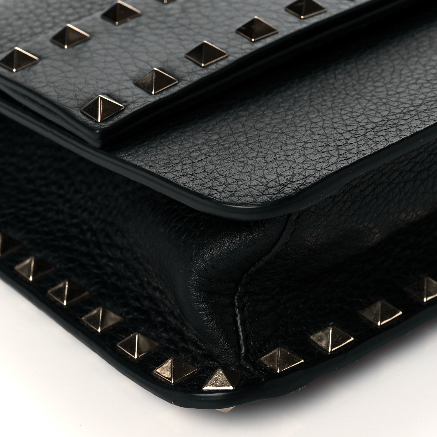 Valentino Garavani Pebbled Calfskin Rockstud Side Slip Crossbody Black 8 of 9