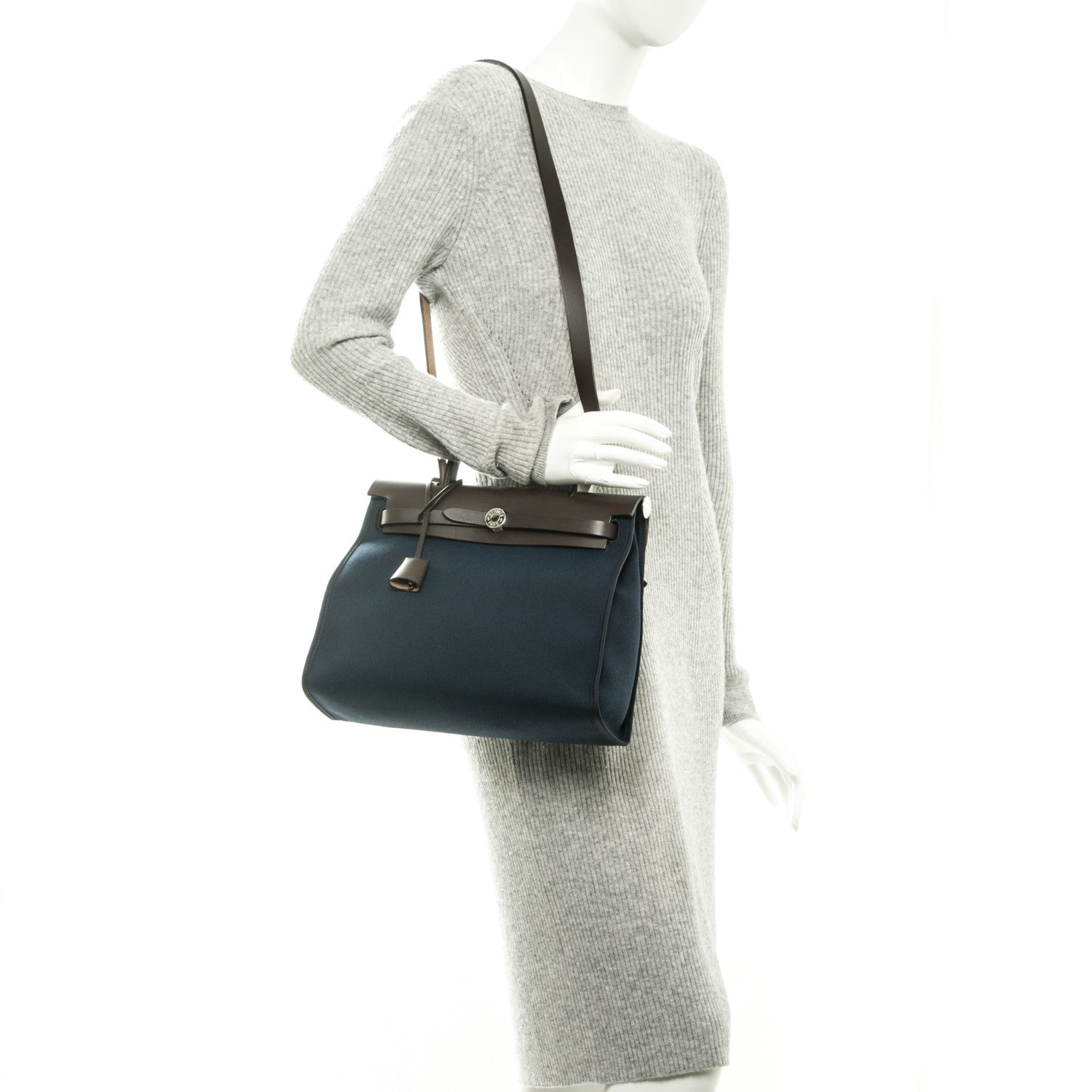 Hermes Toile Vache Hunter Herbag Zip PM 31 Bleu Marine Ebene 2 of 8