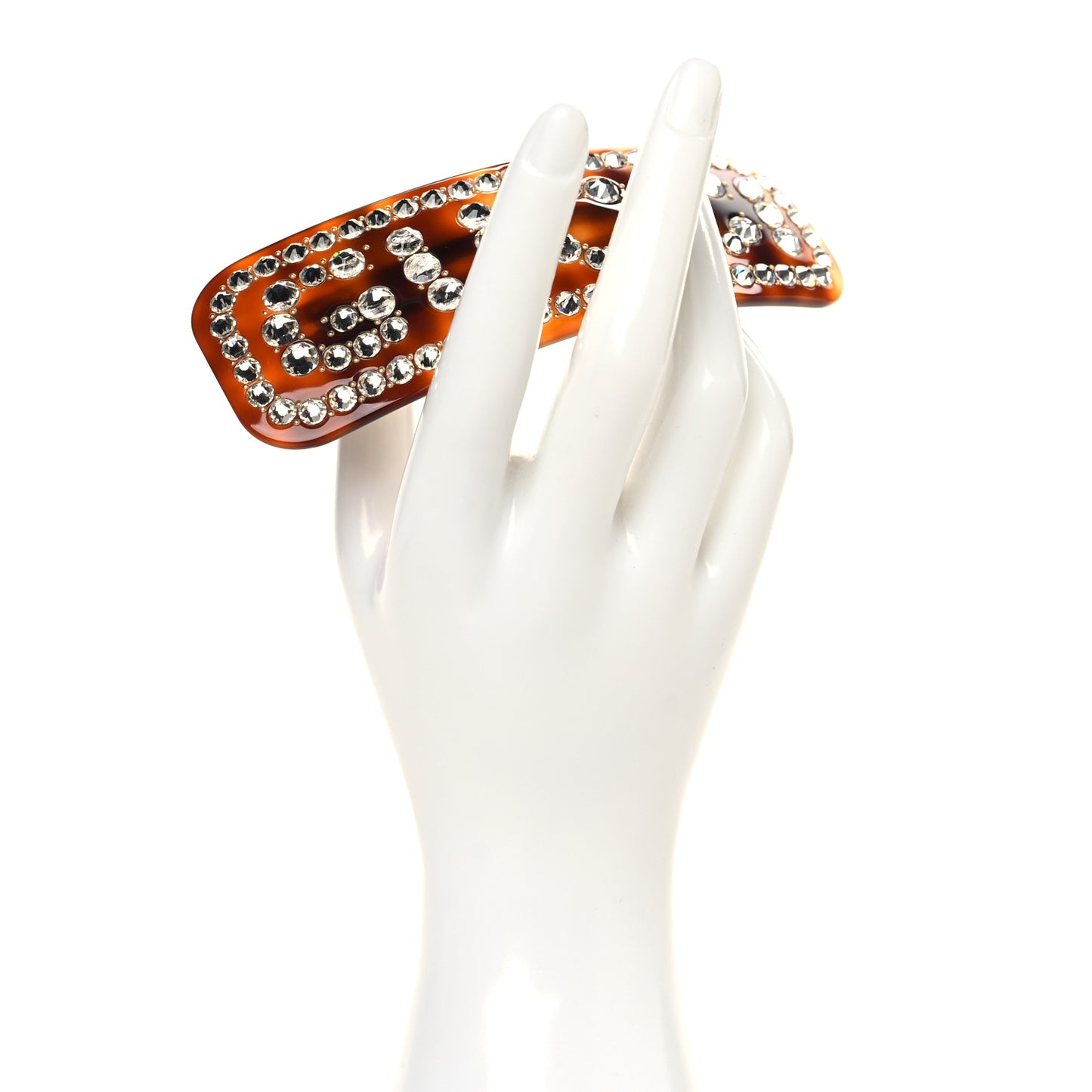Resin Crystal Single Hair Barrette Brown
