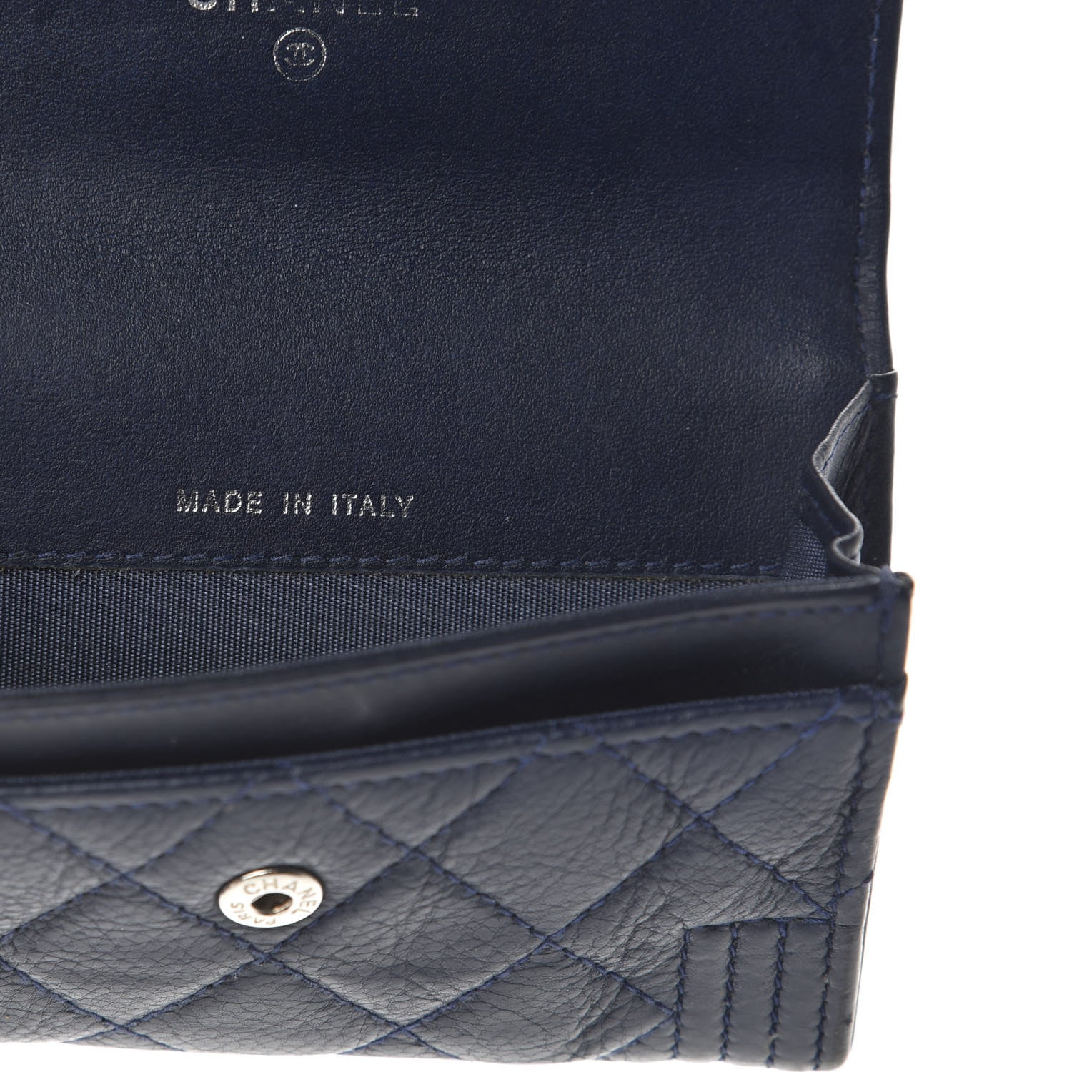 Chanel Calfskin Quilted Boy Flap Card Holder Wallet Blue 7 of 9