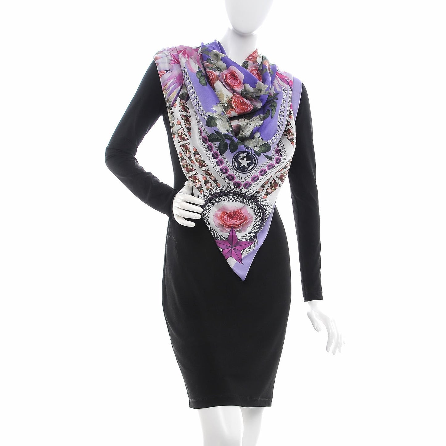 Cotton Silk Paradise Flowers Scarf Purple