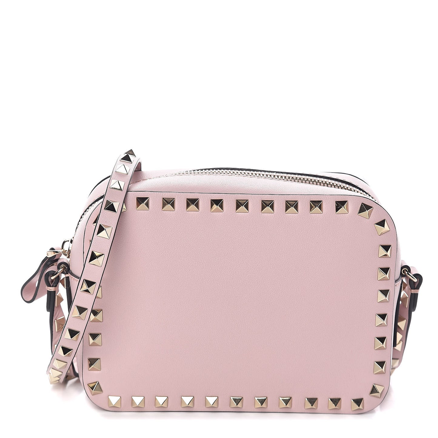 Calfskin Rockstud Camera Crossbody Bag Water Rose