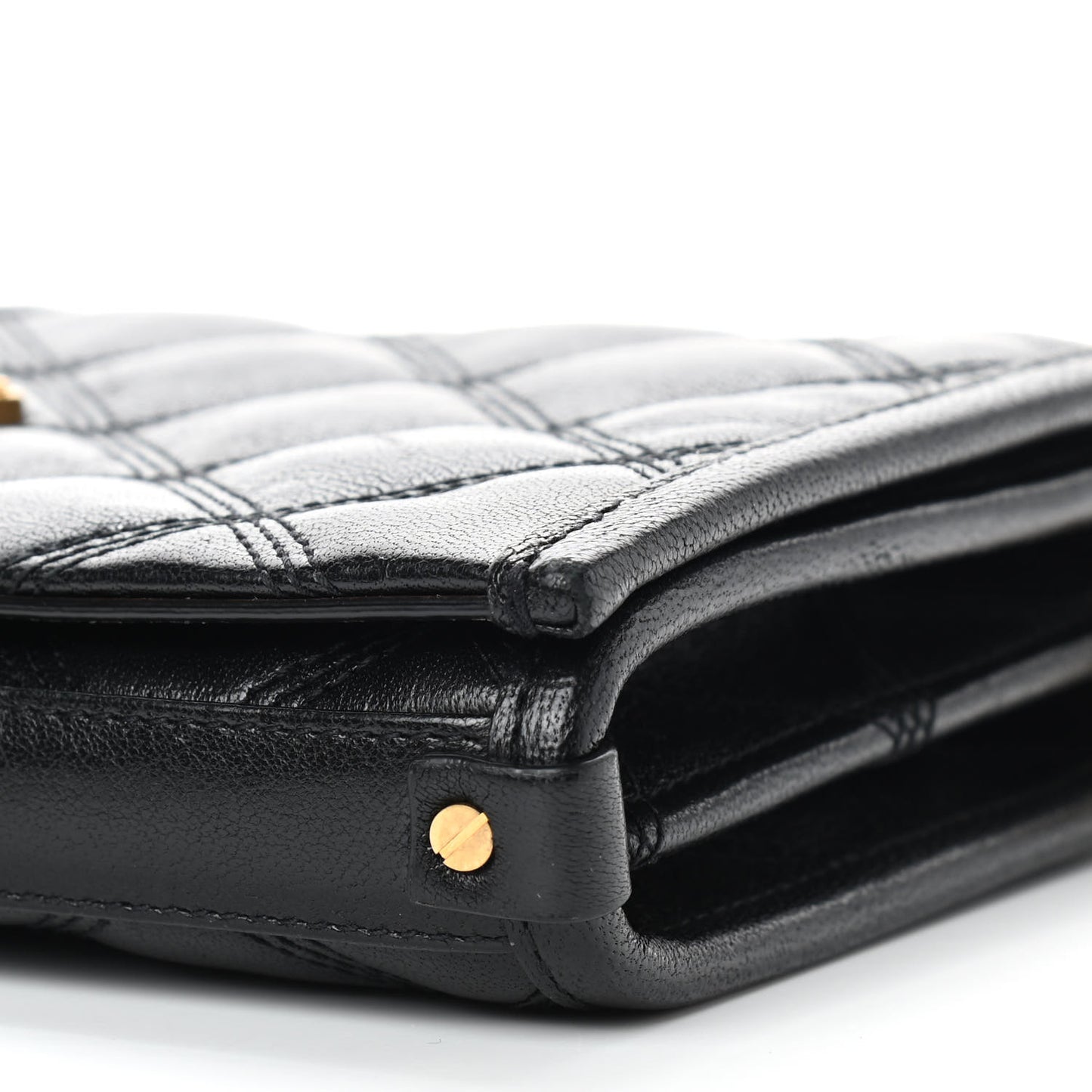 Lambskin Diamond Quilted Becky Chain Wallet Black