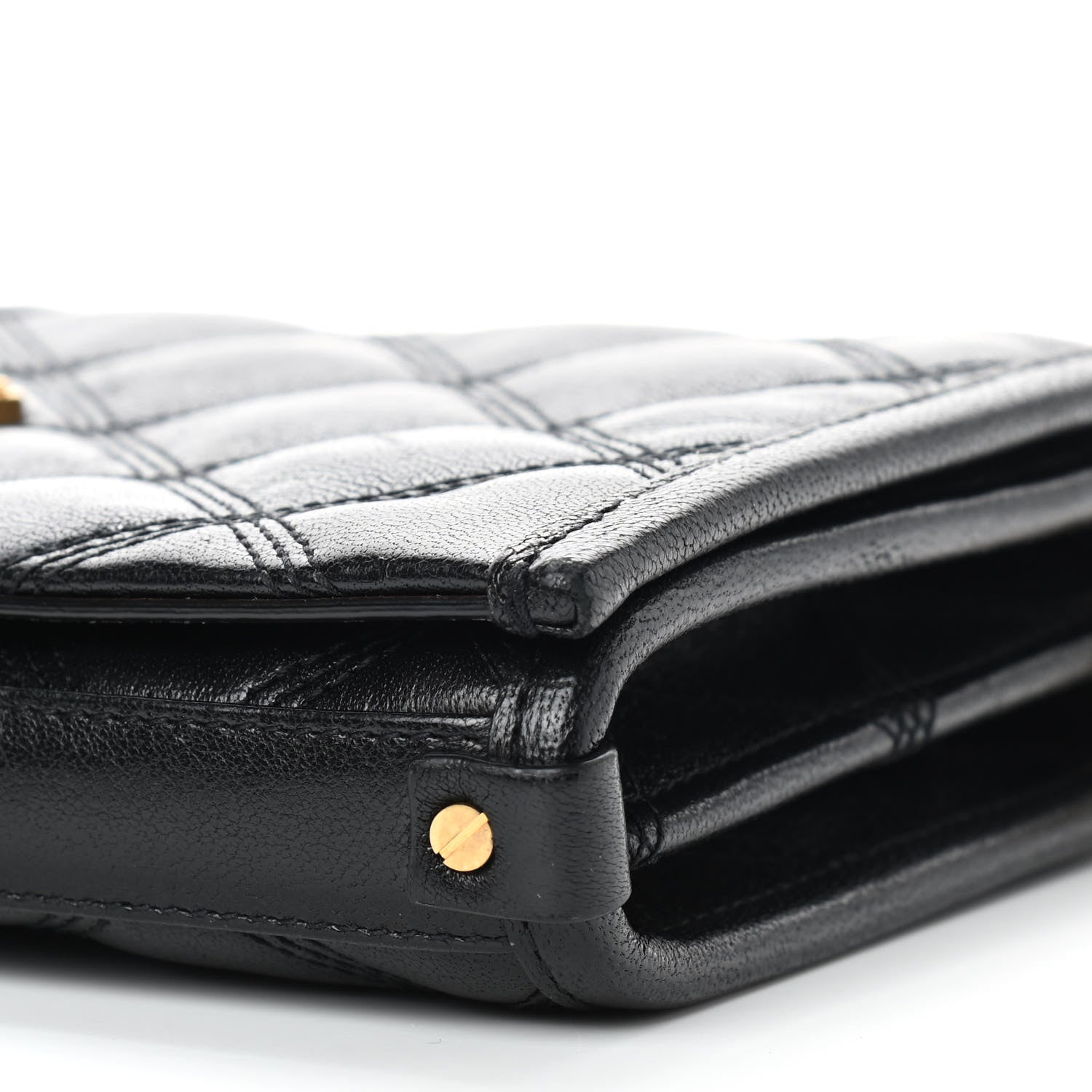 Saint Laurent Lambskin Diamond Quilted Becky Chain Wallet Black 9 of 10