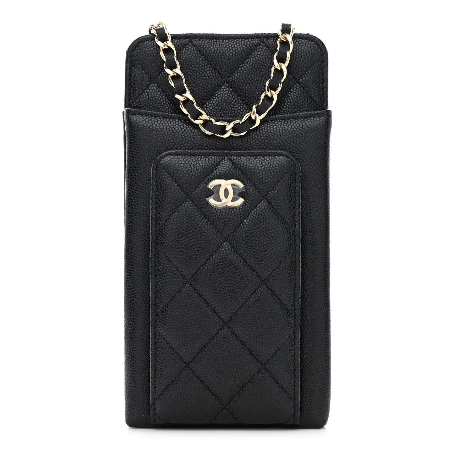 Caviar Quilted Zip Phone Case Black