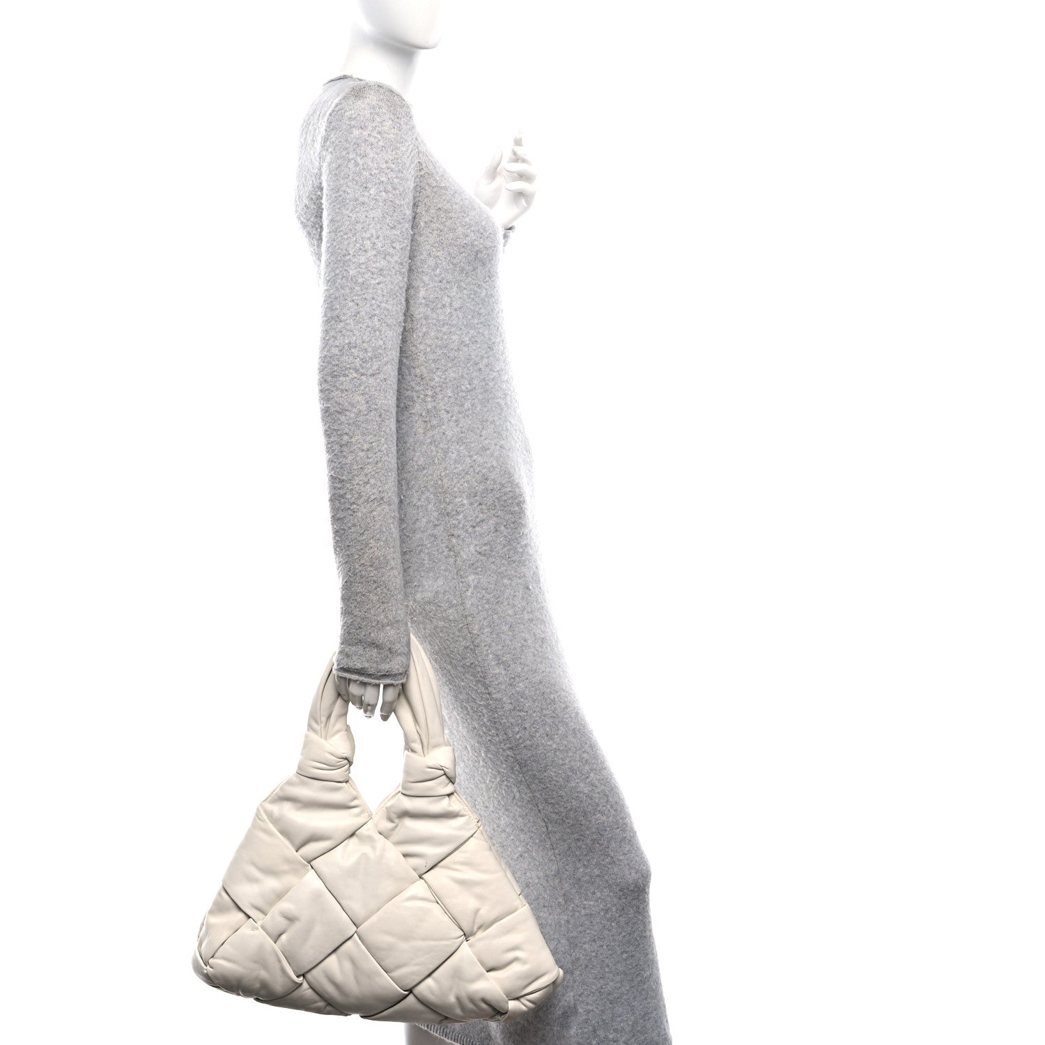 Bottega Veneta Lambskin Padded Lock Tote White 2 of 12