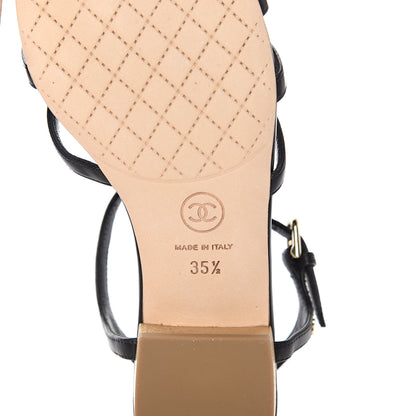 Chanel Calfskin Camellia Sandals 35.5 Black 6 of 8
