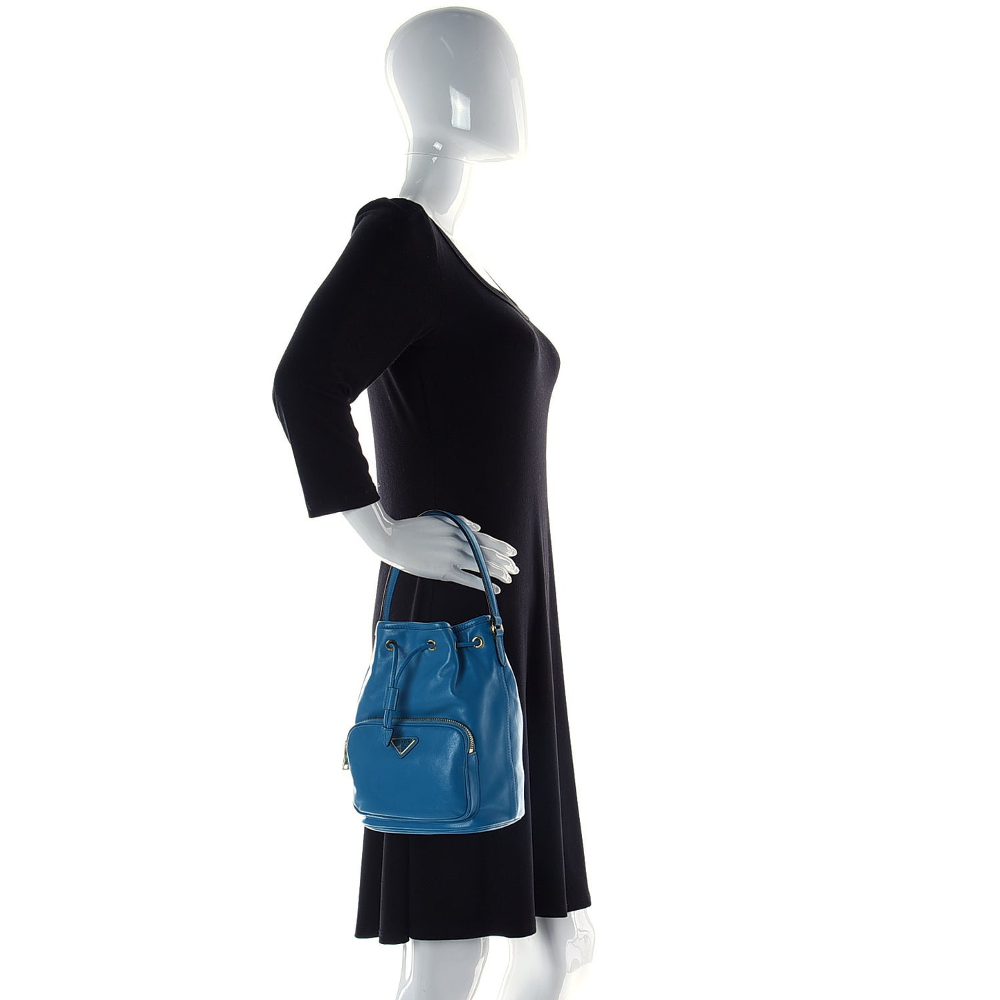 Light Calfskin Saffiano Mini Bucket Crossbody Bag Voyage