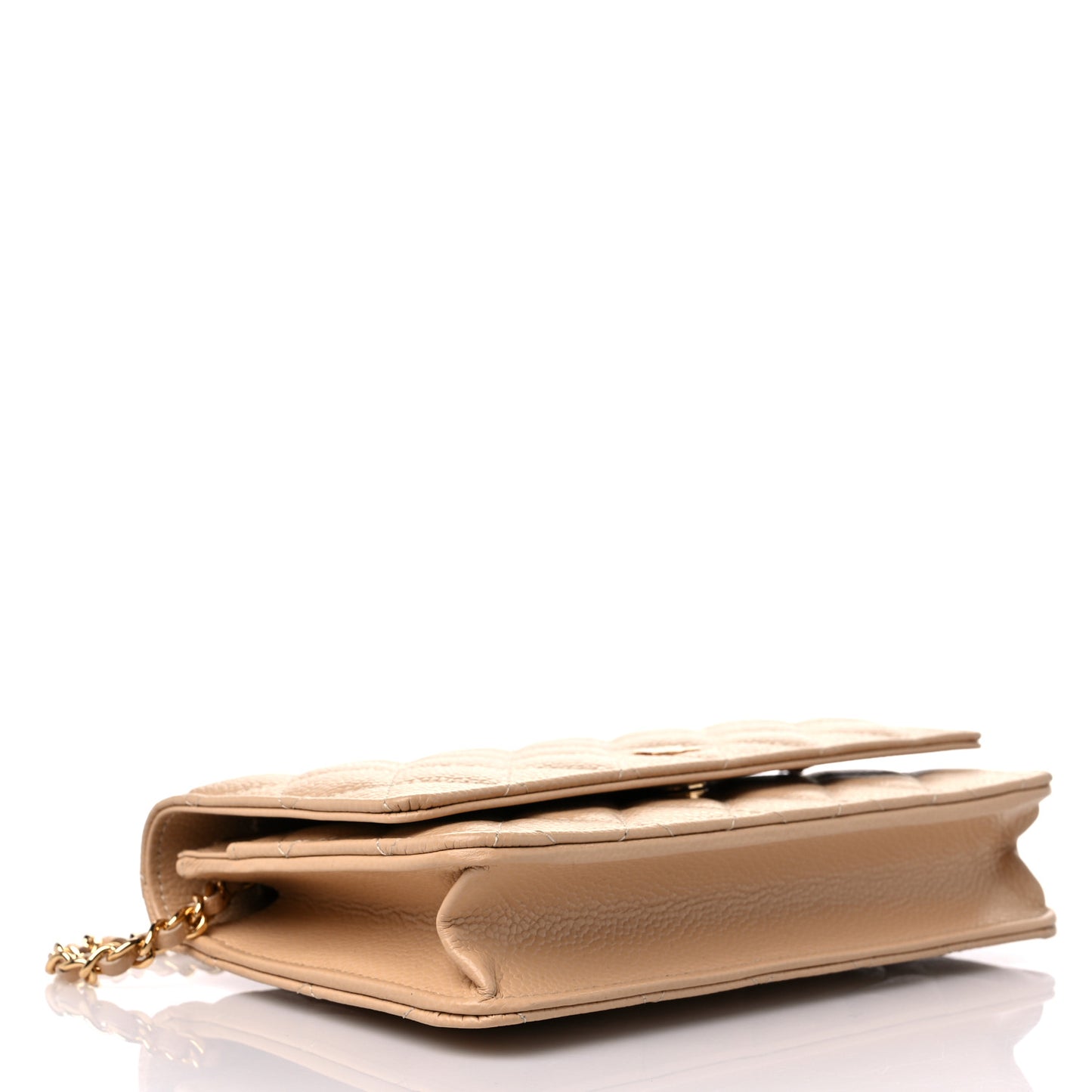 Caviar Quilted Wallet On Chain WOC Beige