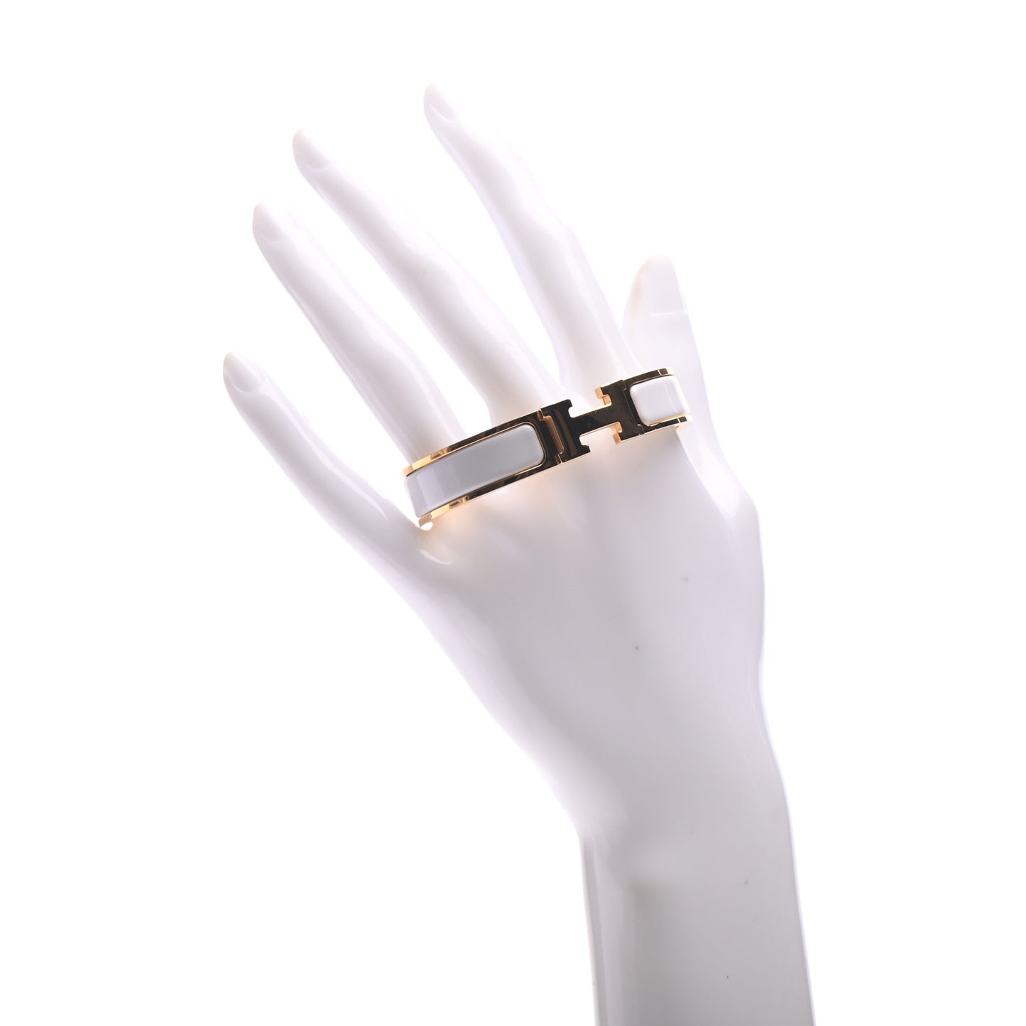 Enamel Narrow Clic Clac H Bracelet PM White