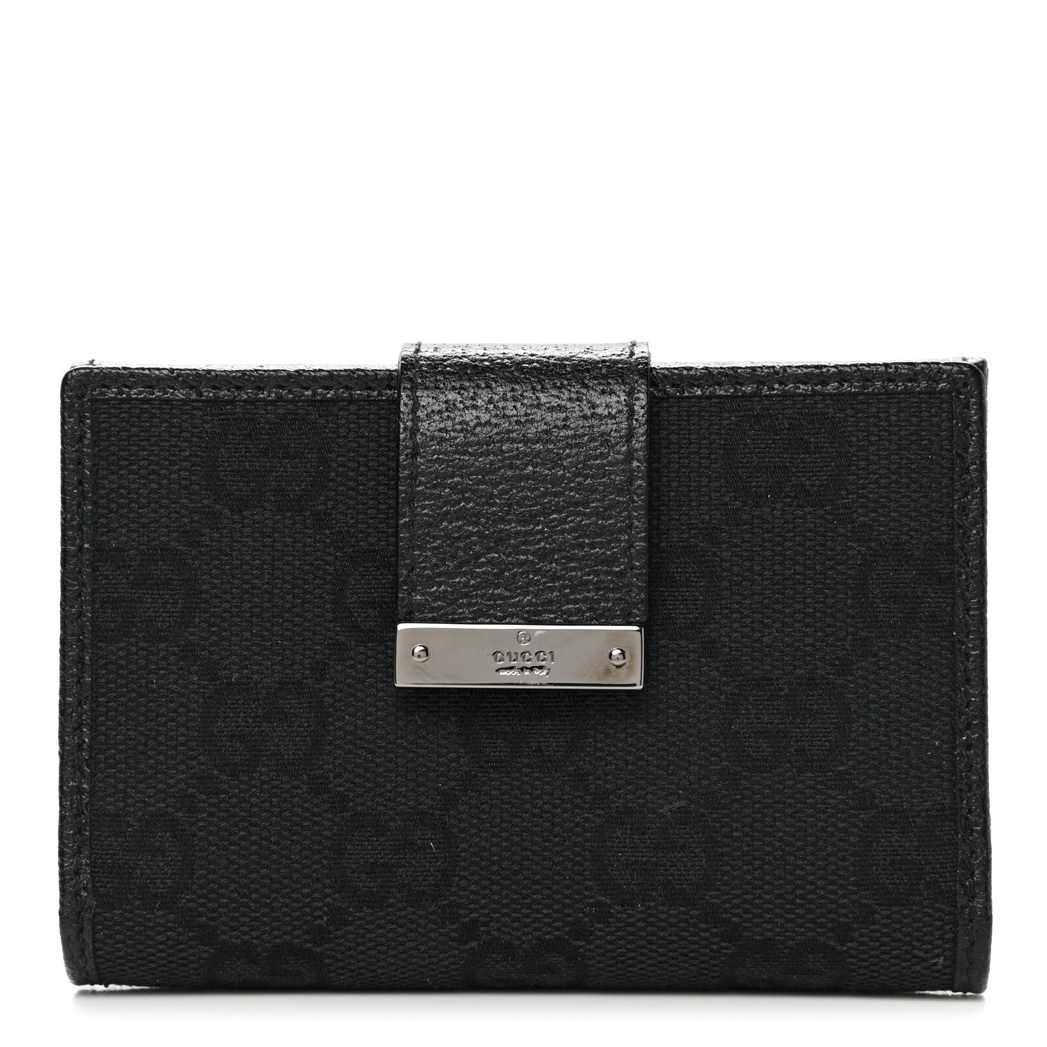 Gucci Monogram Metal Bar Compact Flap Wallet Black 1 of 8
