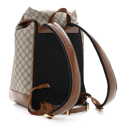 Gucci GG Supreme Monogram Azalea Calfskin Medium Retro Interlocking G Buckle Backpack Beige Ebony Brown Sugar 3 of 12