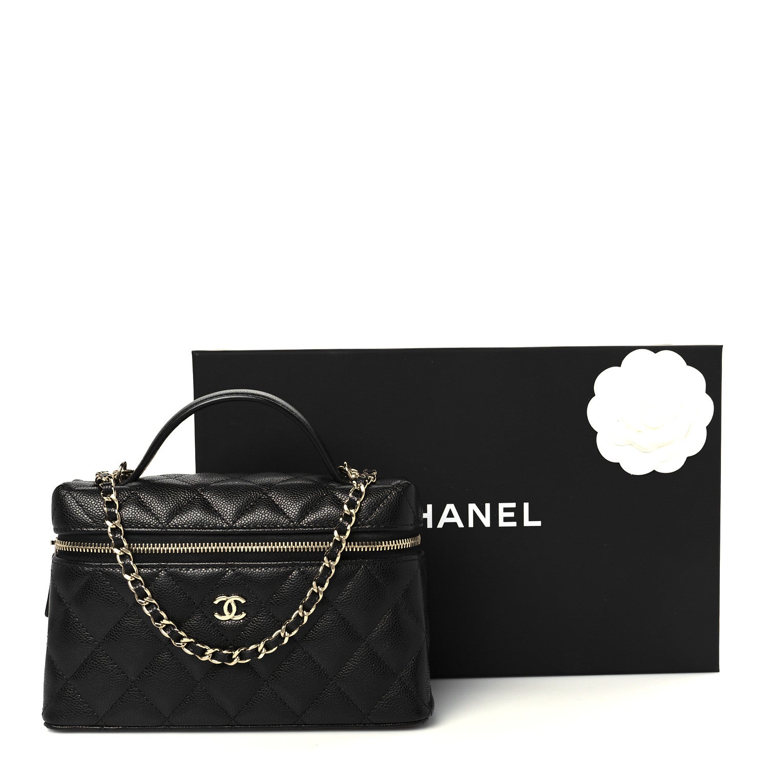 Chanel Caviar Quilted Top Handle Slim Vanity With Chain Black 11 of 11