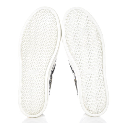 Hermes Cotton Canvas Printed Equateur Kick Slip On Sneakers 37.5 White 5 of 12